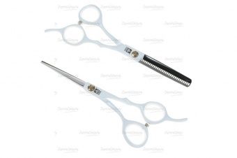 Набор DEWAL из двух парикмахерских ножниц 5,5" белого цвета в  чехле