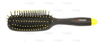 щетка массажная  dewal "banana black" прямоугольная узкая , пластиковый штифт , 7 рядов в магазине Denirashop.ru