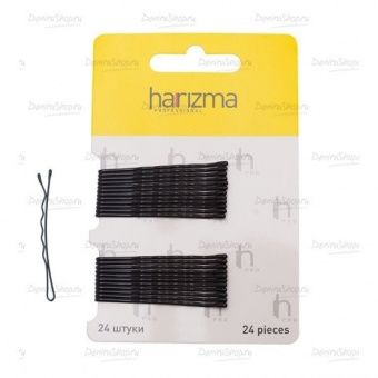 невидимки 50 мм волна черные 24 штуки harizma в магазине Denirashop.ru