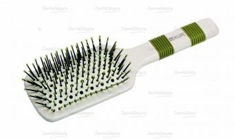 щетка массажная dewal naturel продувная, прямоугольная ,большая, деревянная, пластиковый штифт,11ряд в магазине Denirashop.ru