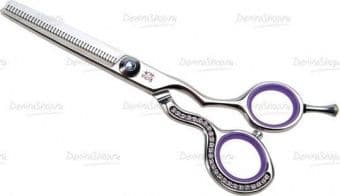 Парикмахерские ножницы  филировочные 5,5" TAYO, 38 зубцов, фиолетовые стразы