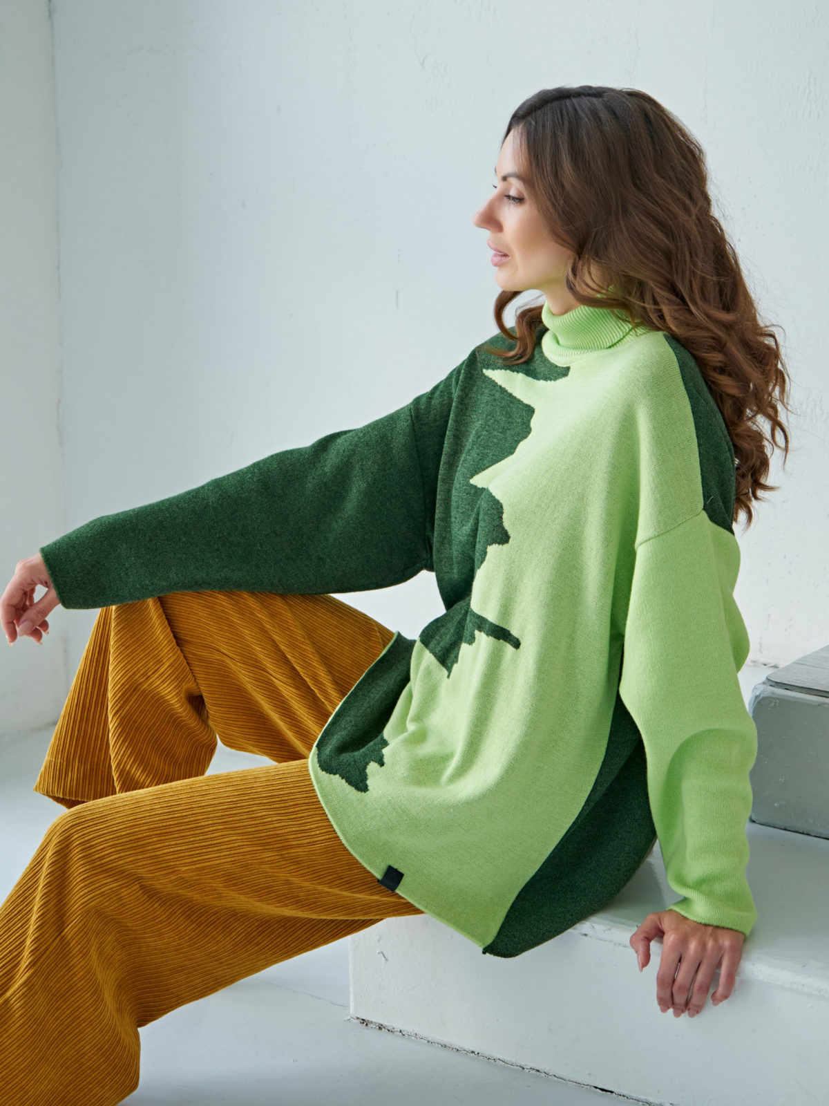 Вязаный свитер Пульс - Темно-зеленый 5