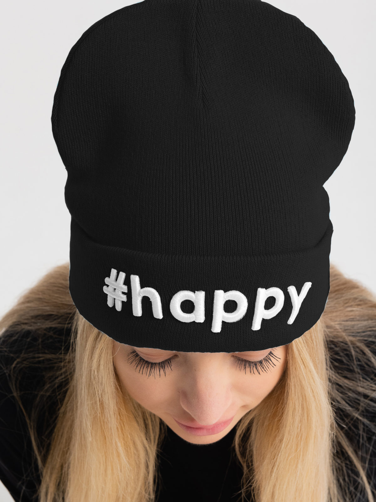 Шапка-лопатка Tag #happy - Черная 2
