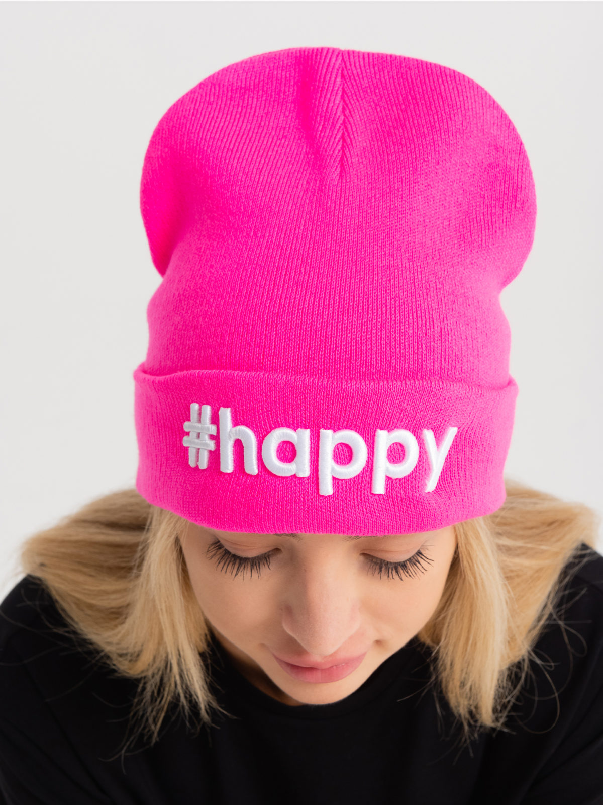 Шапка-лопатка Tag #happy - Розовая 2