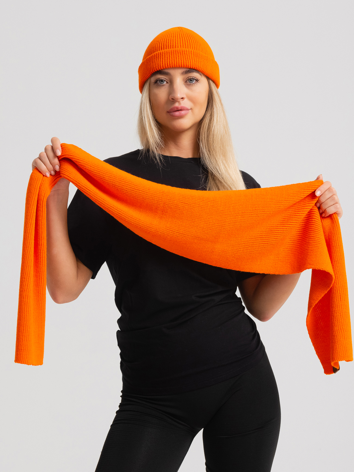 Вязаный шарф Бини - Оранжевый 5