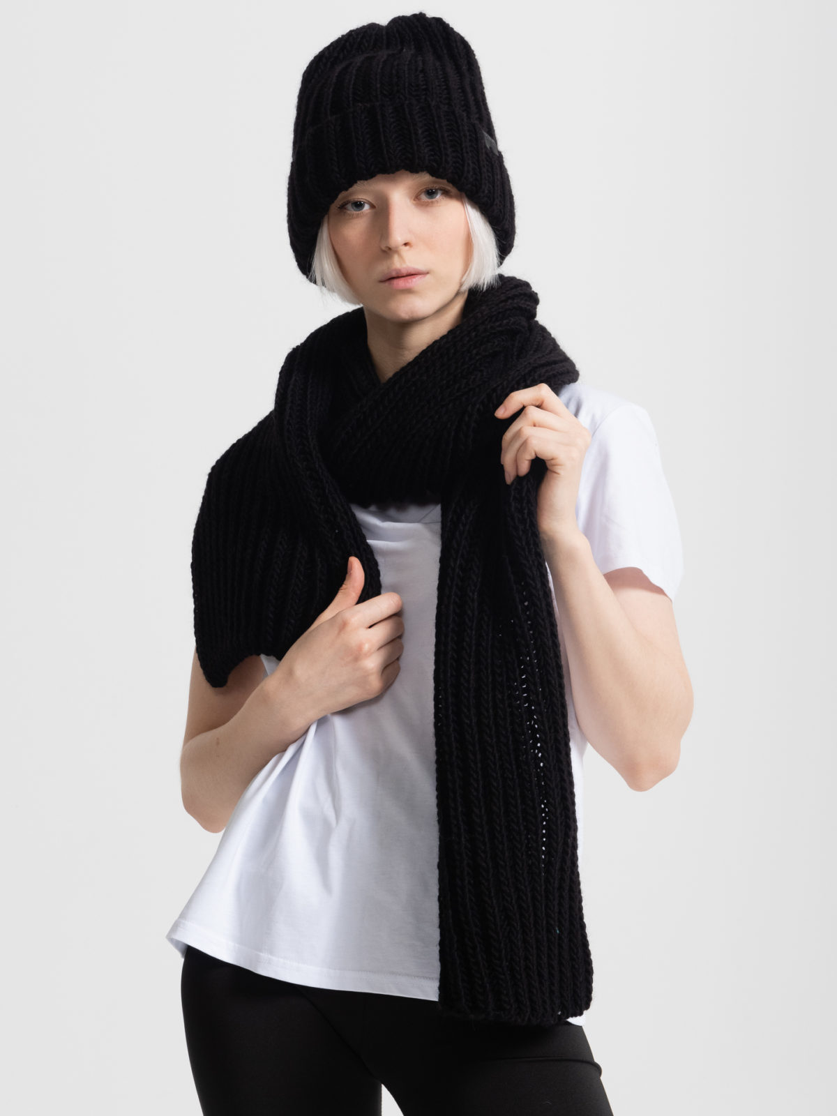Вязаный шарф Фитиль - Черный 5