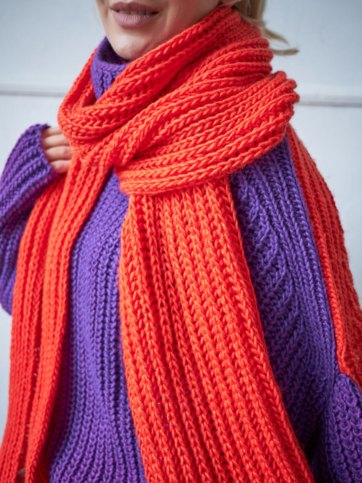 Вязаный шарф Фитиль Оранжевый 1