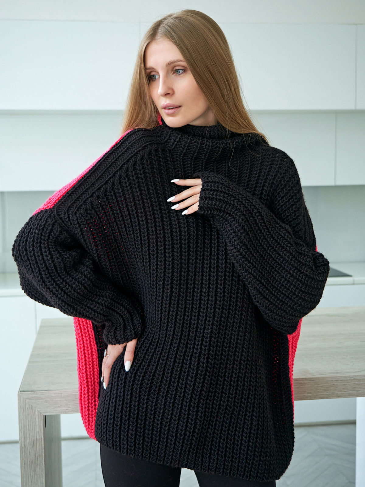 Вязаный свитер Фитиль - Черный 2