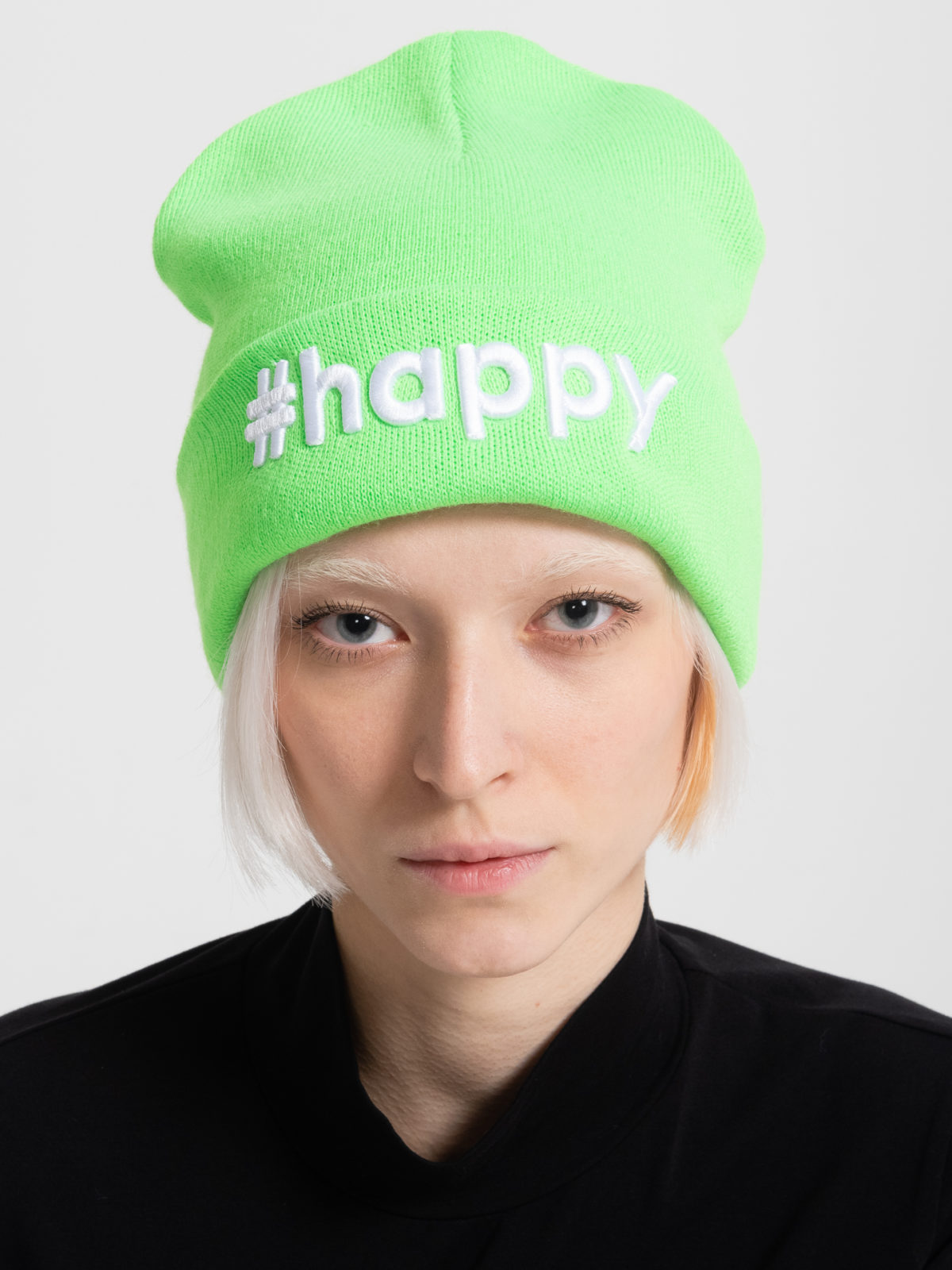 Вязаная шапка-лопатка TAG #happy - Светло-зеленая 4