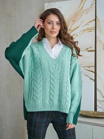 Вязаный свитер V Twin Зеленый 2