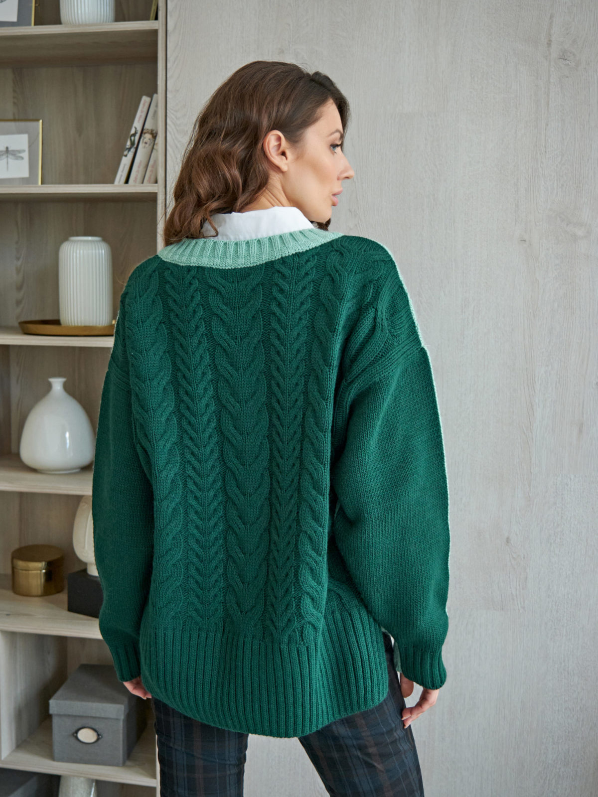 Вязаный свитер V Twin Зеленый 8
