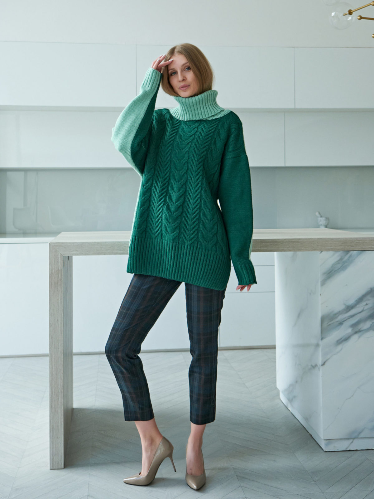 Вязаный свитер Twin Зеленый 2