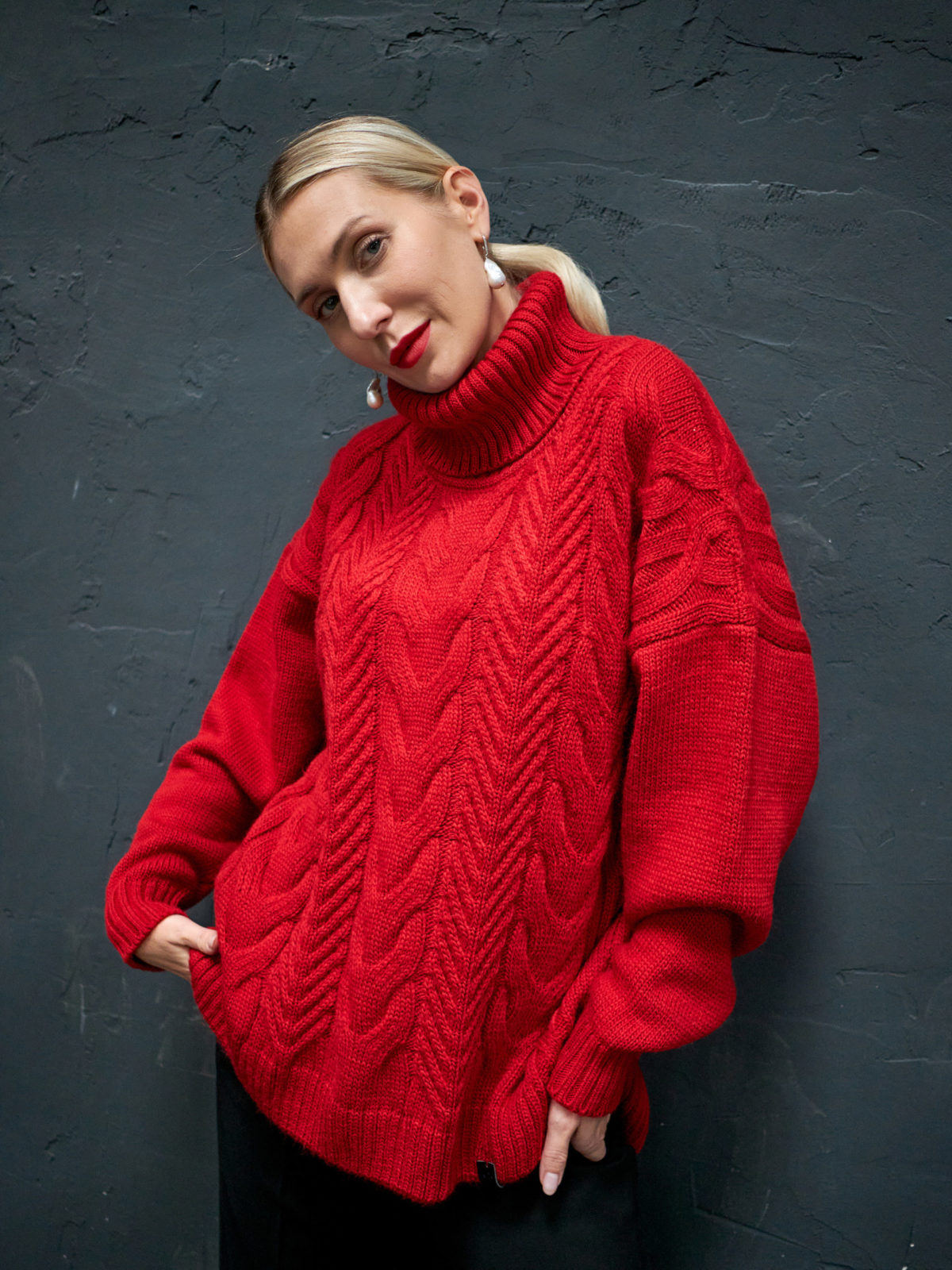 Вязаный свитер TWIN - Красный 2