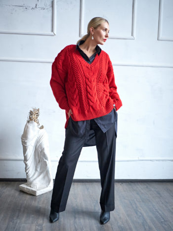 Вязаный свитер TWIN - Красный 10