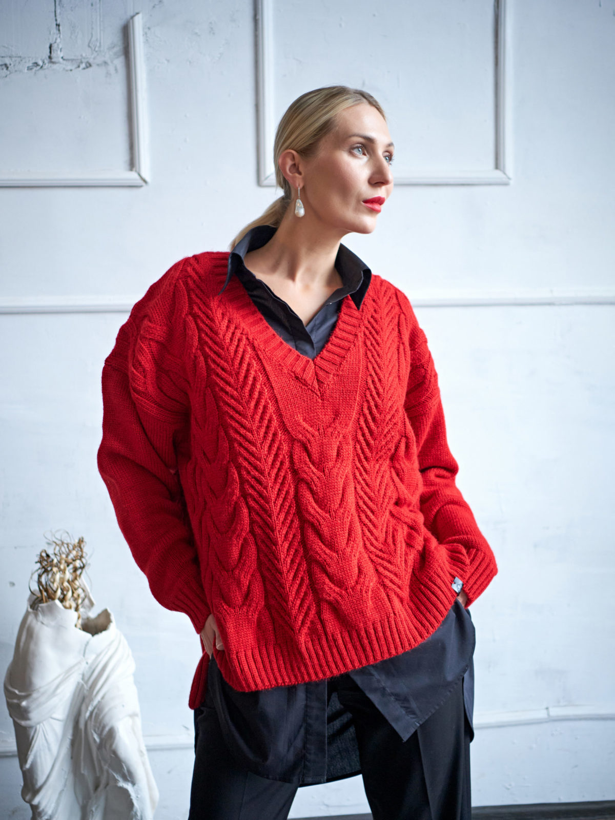 Вязаный свитер TWIN - Красный 7