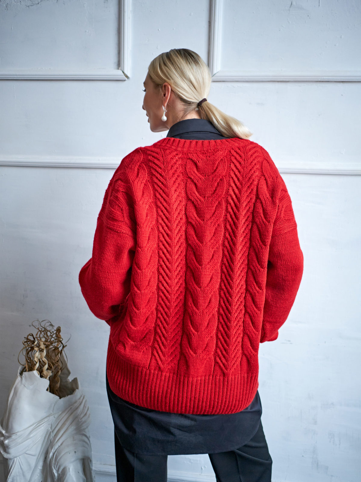 Вязаный свитер TWIN - Красный 12