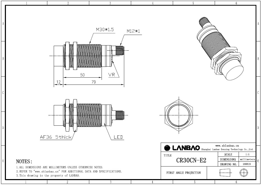 фото Емкостной датчик LANBAO CR30CN15DPC-E2 Air-po.ru Промоборудование