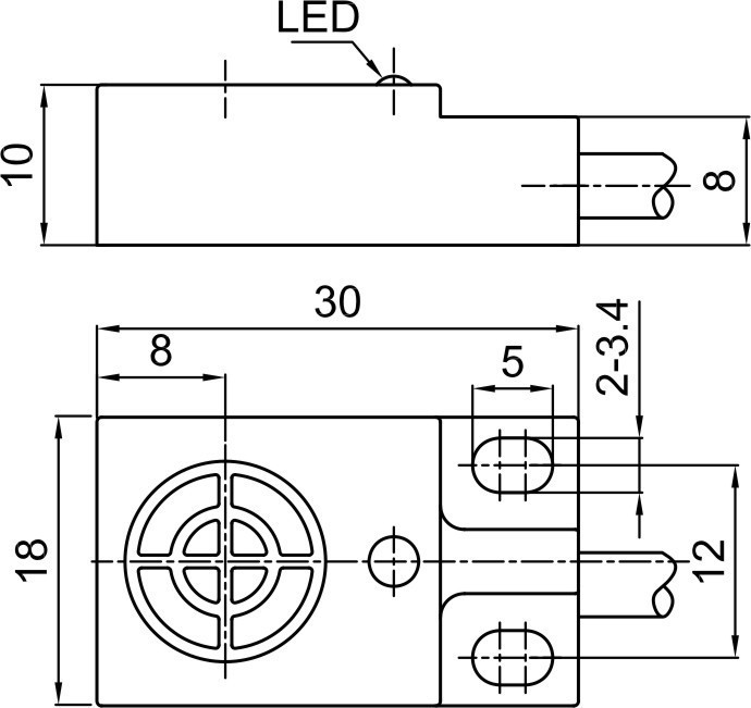 фото Индуктивный датчик LANBAO LE10SF05DPC Air-po.ru Промоборудование