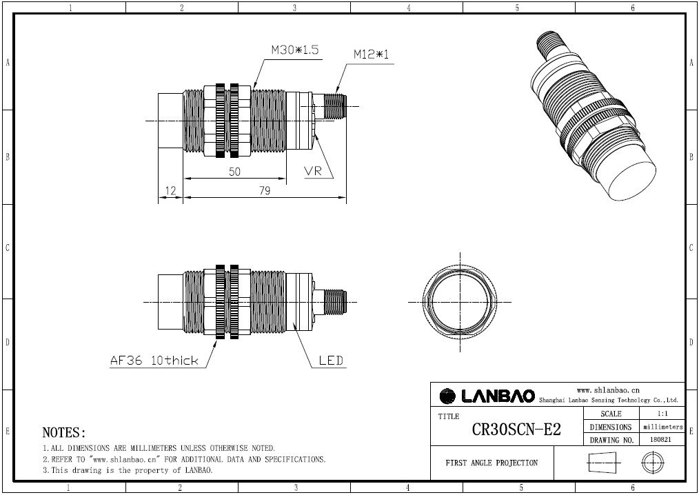 фото Емкостной датчик LANBAO CR30SCN15SBC-E2 Air-po.ru Промоборудование
