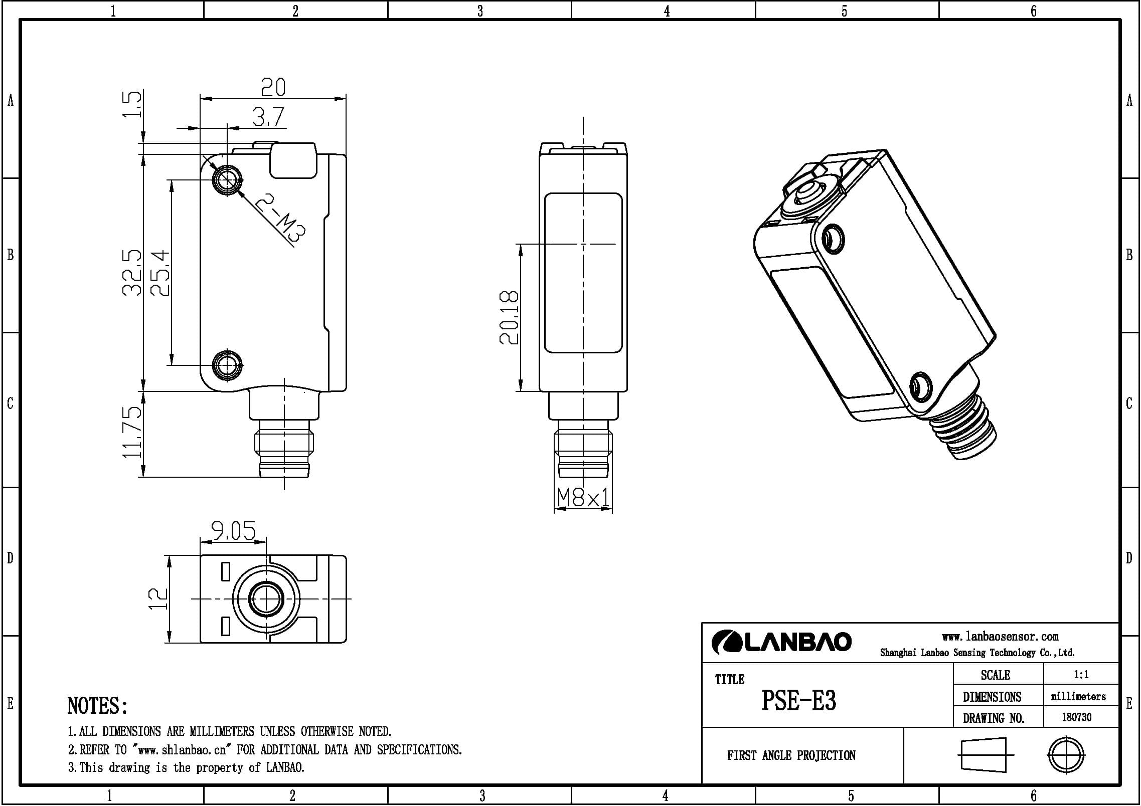 фото Оптический датчик LANBAO PSE-BC100DPB-E3 Air-po.ru Промоборудование