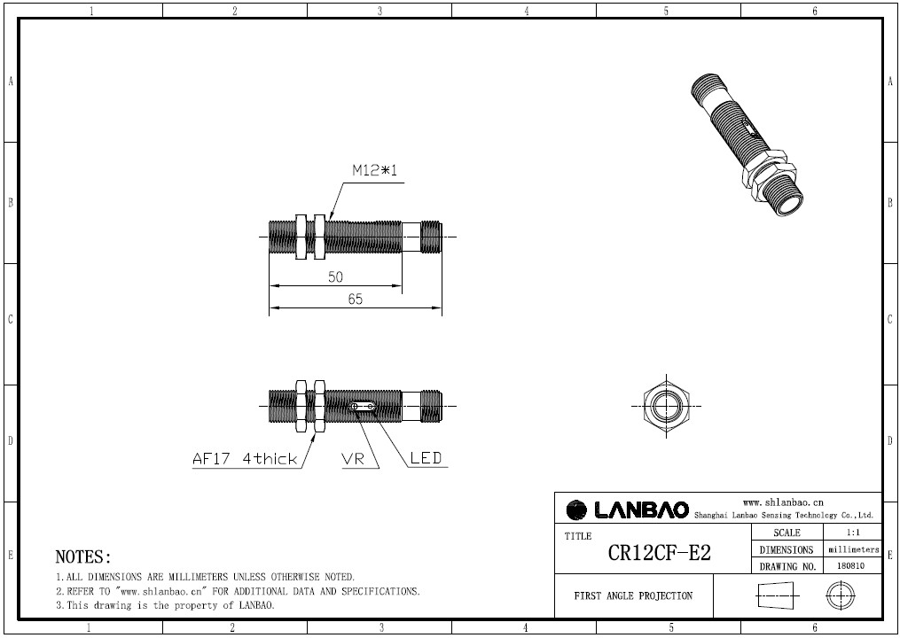 фото Емкостной датчик LANBAO CR12CF02DPO-E2 Air-po.ru Промоборудование