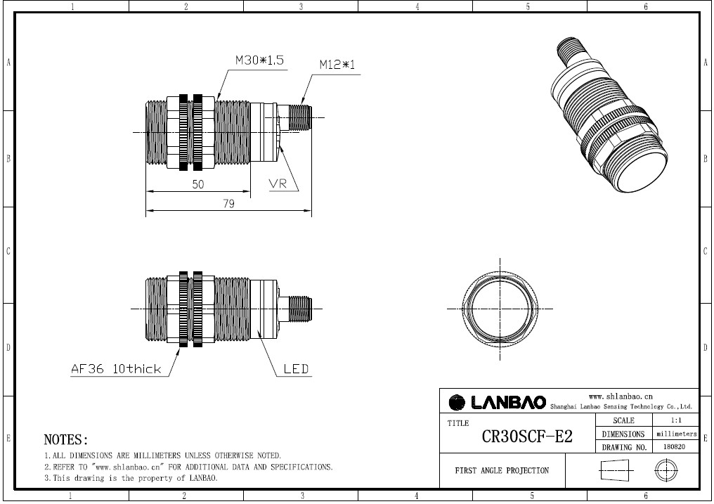 фото Емкостной датчик LANBAO CR30SCF10SBO-E2 Air-po.ru Промоборудование