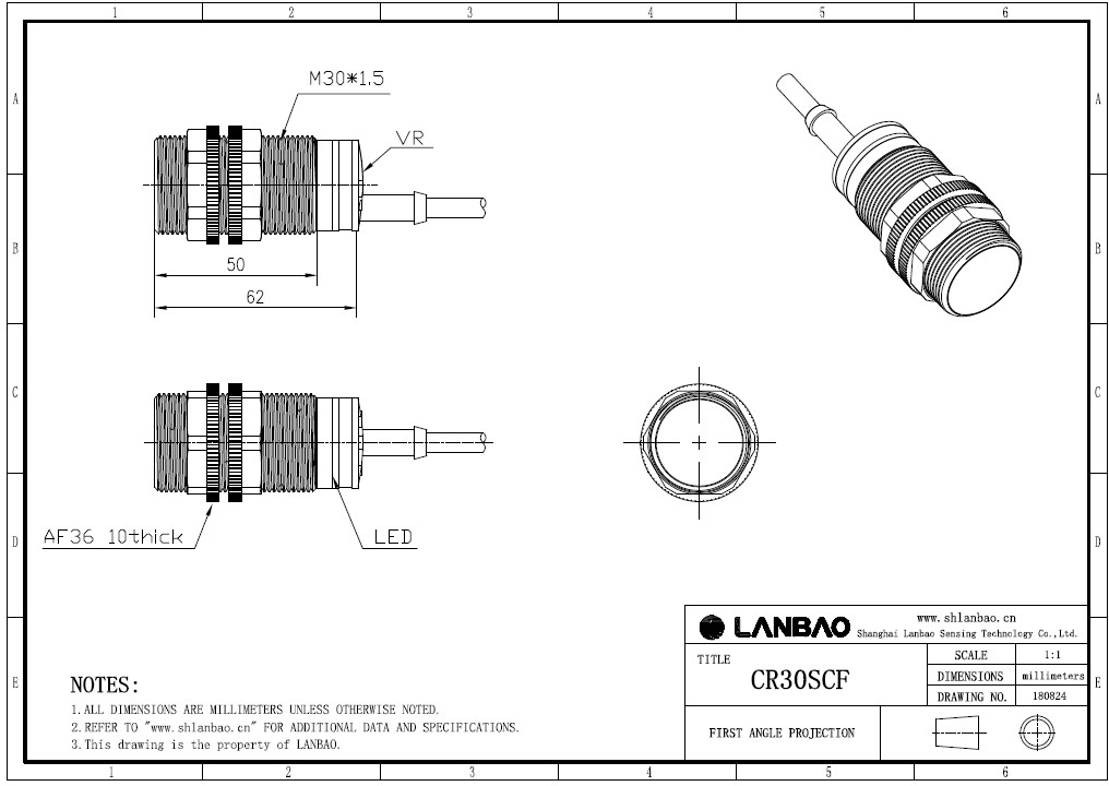 фото Емкостной датчик LANBAO CR30SCF10DNO Air-po.ru Промоборудование