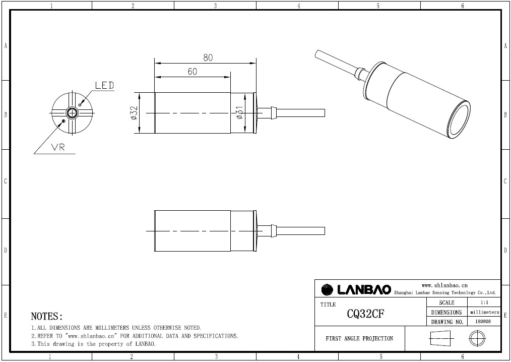 фото Емкостной датчик LANBAO CQ32CF15DNC Air-po.ru Промоборудование