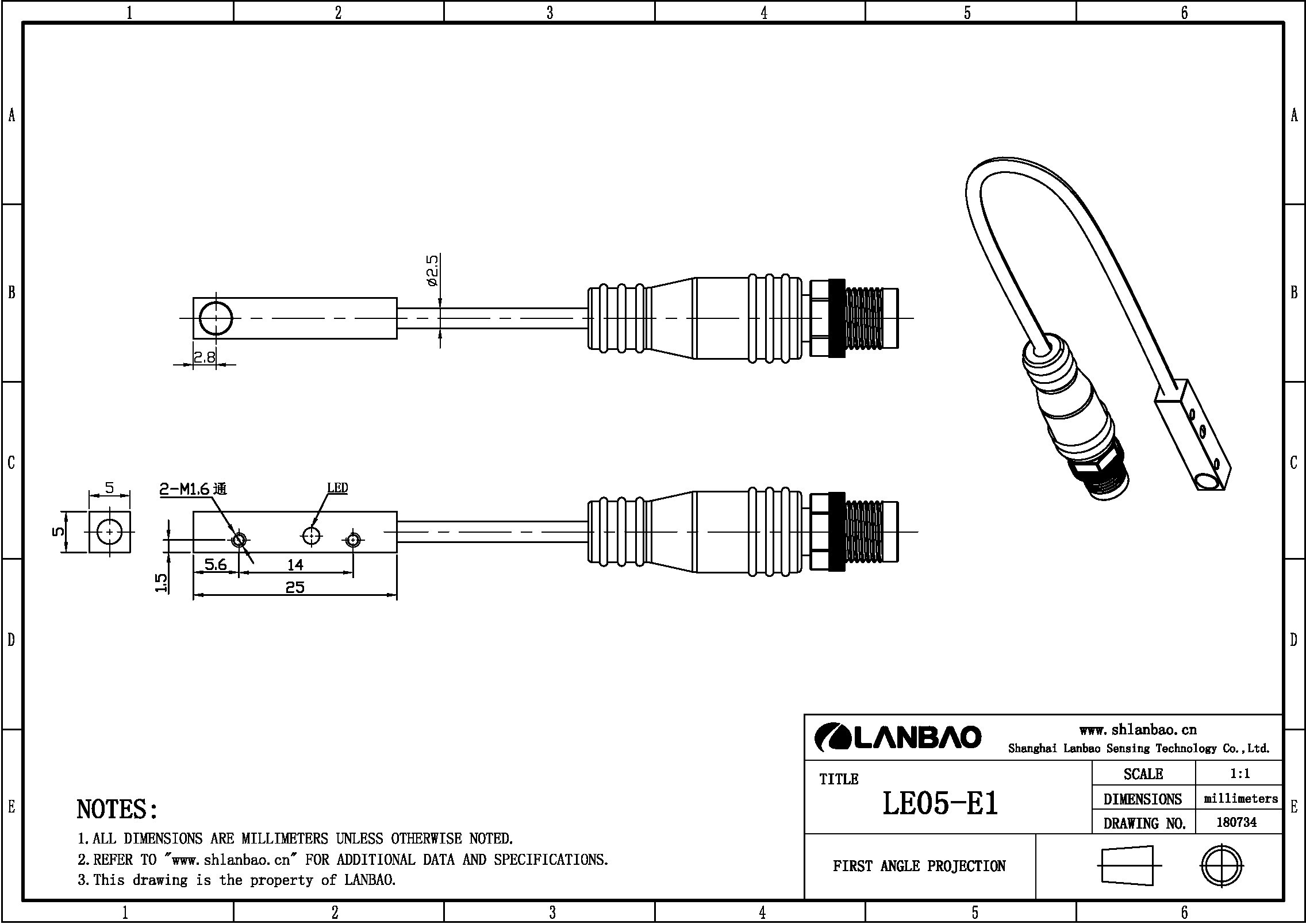 фото Индуктивный датчик LANBAO LE05VF08DPO-F1 Air-po.ru Промоборудование