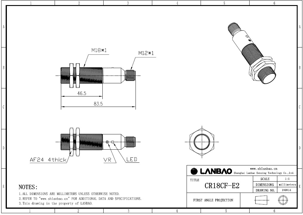 фото Емкостной датчик LANBAO CR18CF05ATO-E2 Air-po.ru Промоборудование