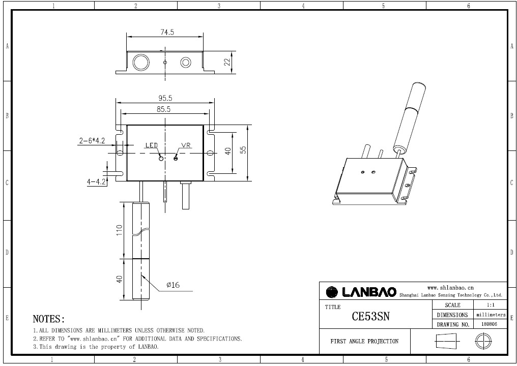фото Емкостной датчик LANBAO CE53SN08MNC Air-po.ru Промоборудование