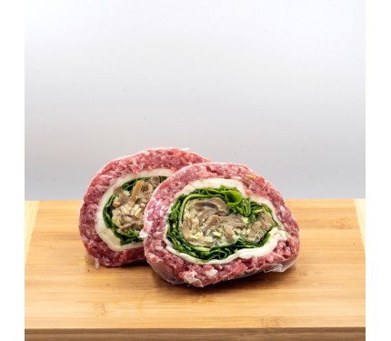 GIRELLE DI CARNE CON FUNGHI E RUCOLA