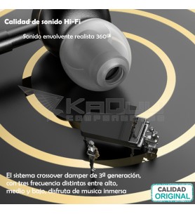 Auricular de metal Tipo-C NEGRO-DORADO