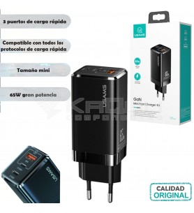 Mini Cargador Rápido (eu) GAN 65W Negro CC110TC01