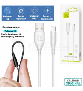 Cable FLEXIBLE carga rápida y datos USB a Tipo-C BLANCO 1m