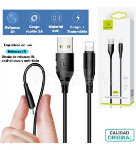 Cable FLEXIBLE carga rápida y datos USB a Lightning (iPhone) NEGRO 1m