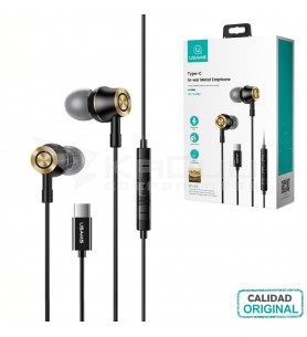 Auricular de metal Tipo-C NEGRO-DORADO