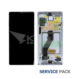 Pantalla Galaxy Note 10 AURA BLANCA CON MARCO LCD N970F GH82-20818B SERVICE PACK