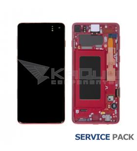 Pantalla Galaxy S10 CARDINAL RED CON MARCO LCD G973F GH82-18850H SERVICE PACK
