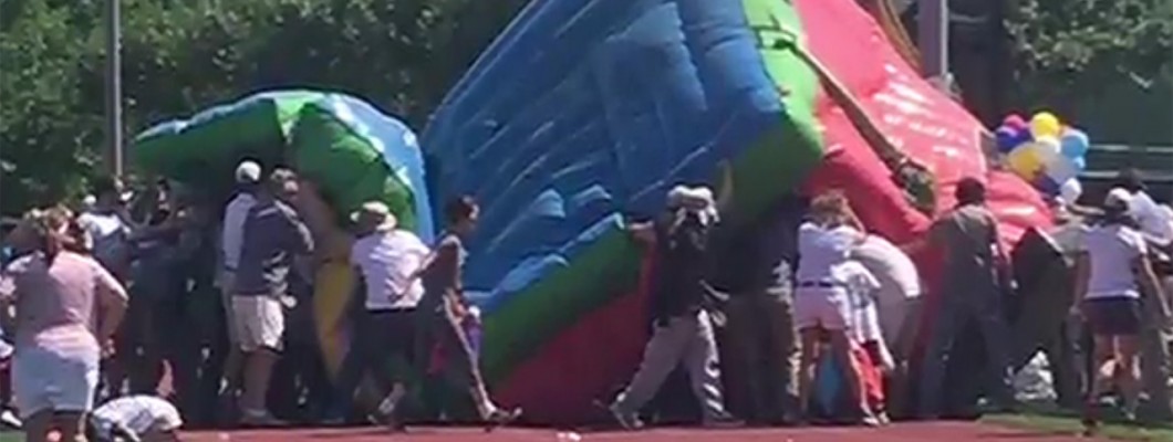 What wind speed should not use a bouncy castle?