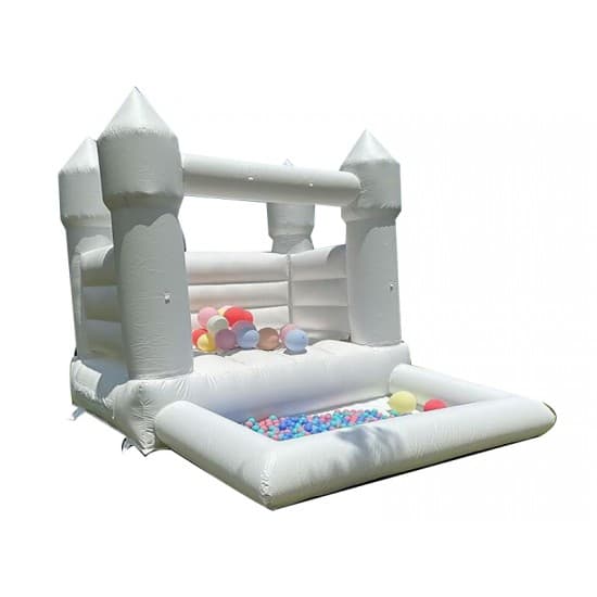 Inflatable White Bounce House with a ball pit