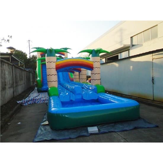 Inflatable Dual Lane Tropical Water Slide