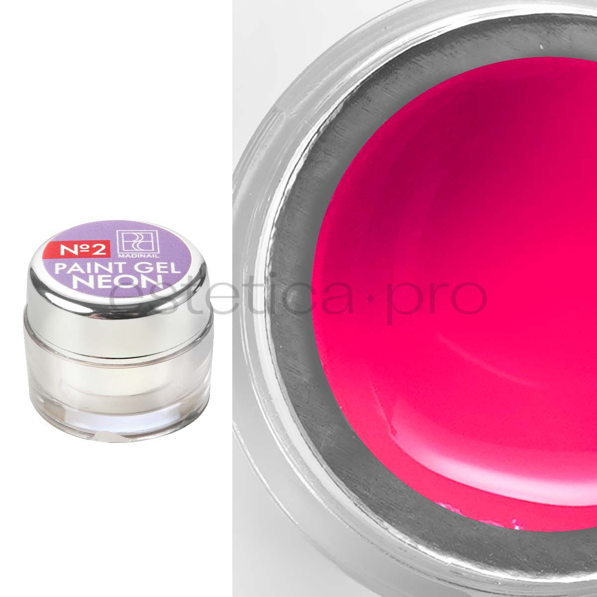 Гель-краска без липкого слоя Madinail Neon 02 Розовая