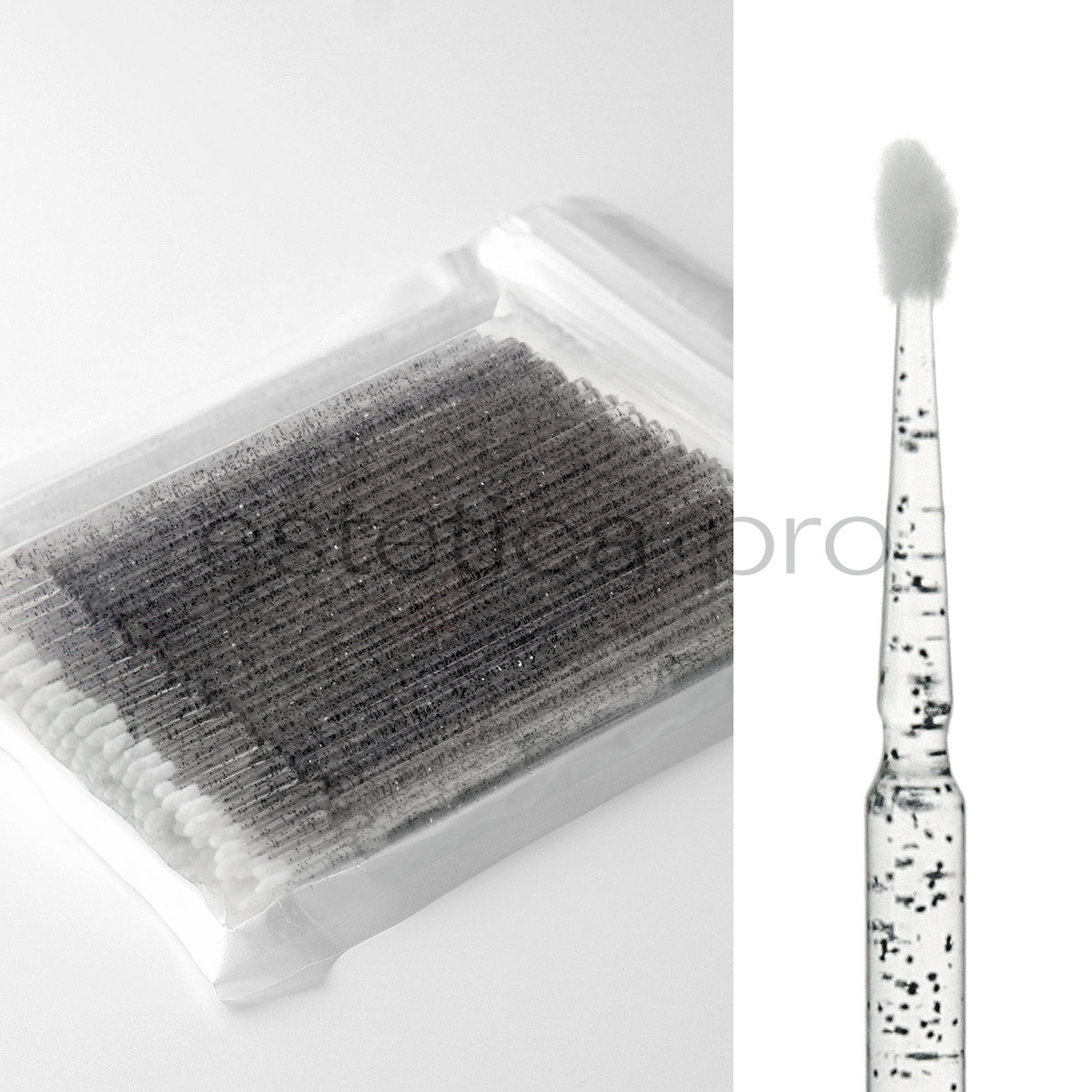 Микробраши-пакет, 100 шт (черные с блестящей ручкой)