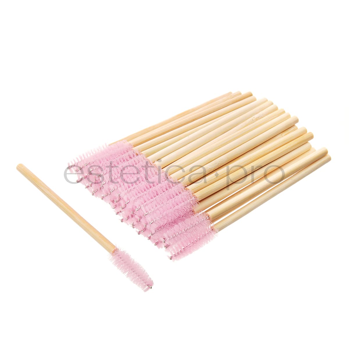 Щёточки для ресниц нейлоновые с деревянной ручкой, 50 штук