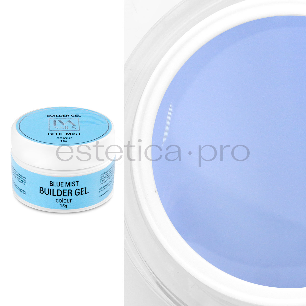 Моделирующий гель IVA Nails Creamy Blue Mist, 15 гр.