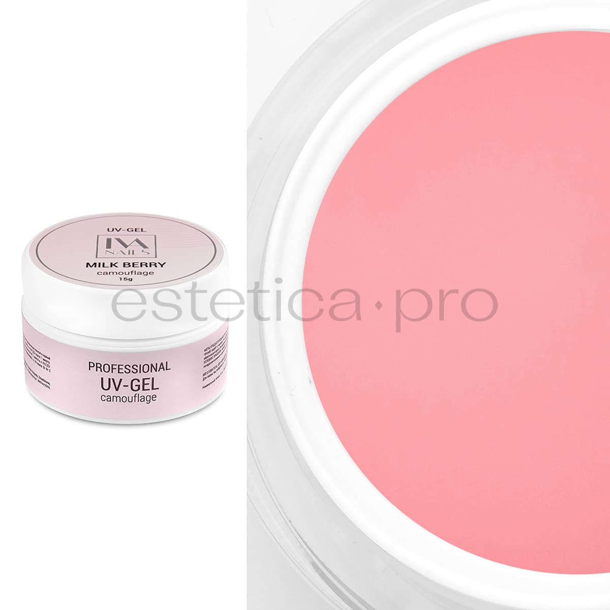 Моделирующий гель IVA Nails Milk Berry, 15 гр.