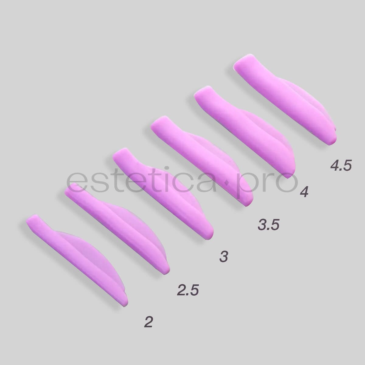 Валики в наборе для ламинирования верхних ресниц KATYA VINOG, лиловые, 6 пар 
