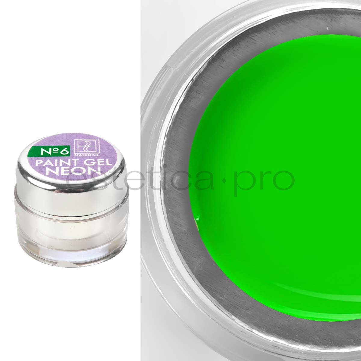 Гель-краска без липкого слоя Madinail Neon 06 Зелёная