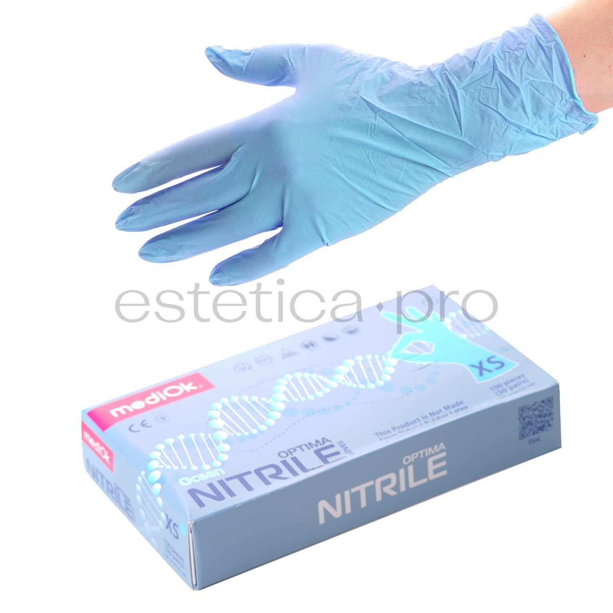 Перчатки нитриловые Nitrile Optima, 50 пар XS, цвет голубой